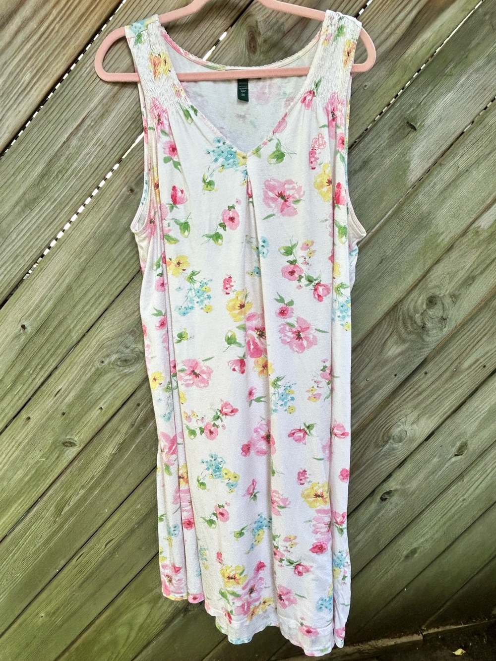 Lauren Ralph Lauren Pale Pink Floral Sleeveless Chemise Nightgown 100% Cotton 2X
